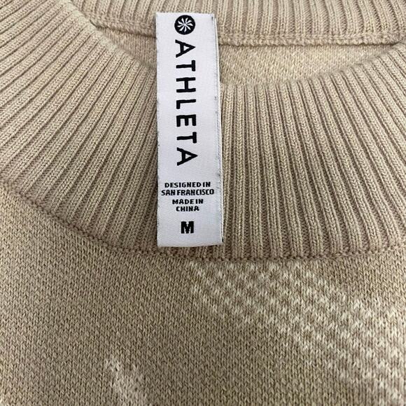 Athleta Womens Jacquard Sweater Abstract Animal Cream Merino Wool Blend medium - Picture 3 of 9